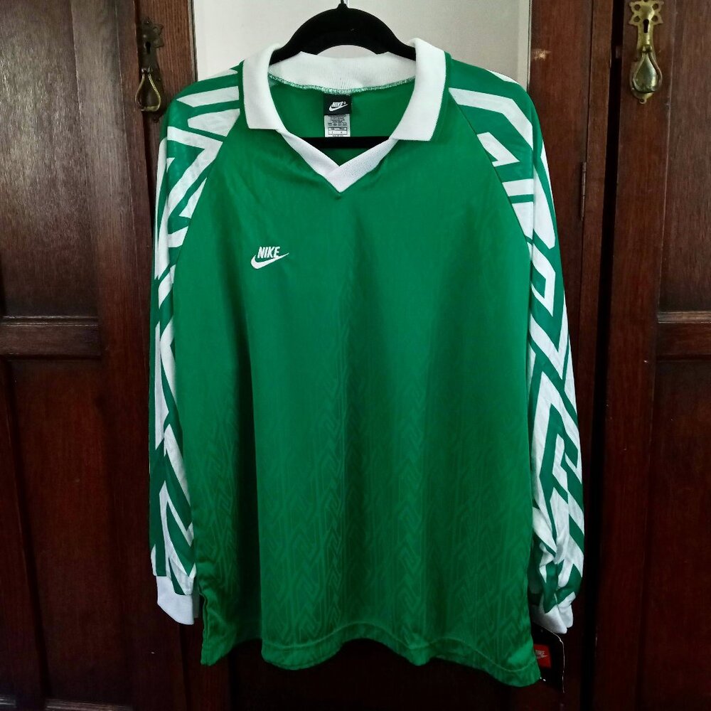 Vintage NIKE TEAM USA Soccer Jersey NEW w TAGS Green White LG Blank Long Sleeve
